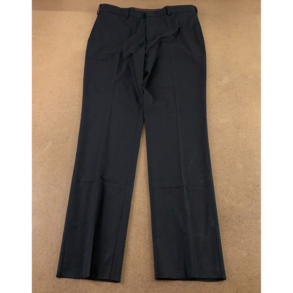 Fabian Couture Men's 36 X 34 Raw Hem Black Ultra Fit Flat Front Dress Pants NWT